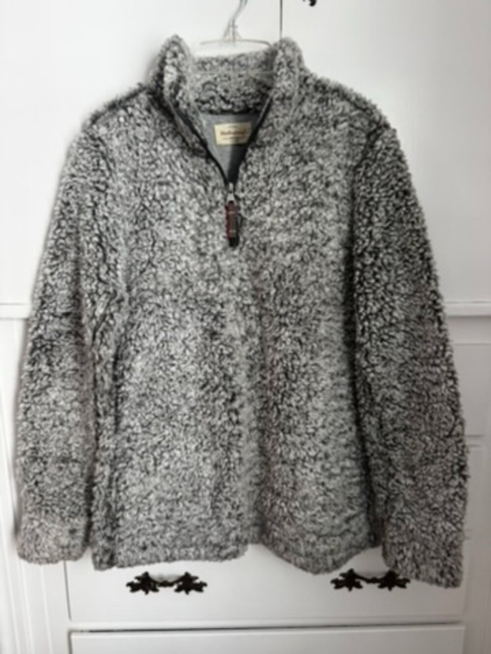 Soft & fluffy grey pullover sweater with pockets - S